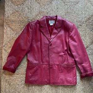 Red leather blazer vintage large